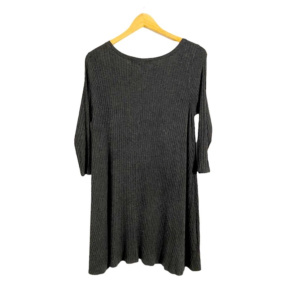 Fab’rik Gray Ribbed Knit Long Sleeve Dress, Size Large - Picture 2 of 9